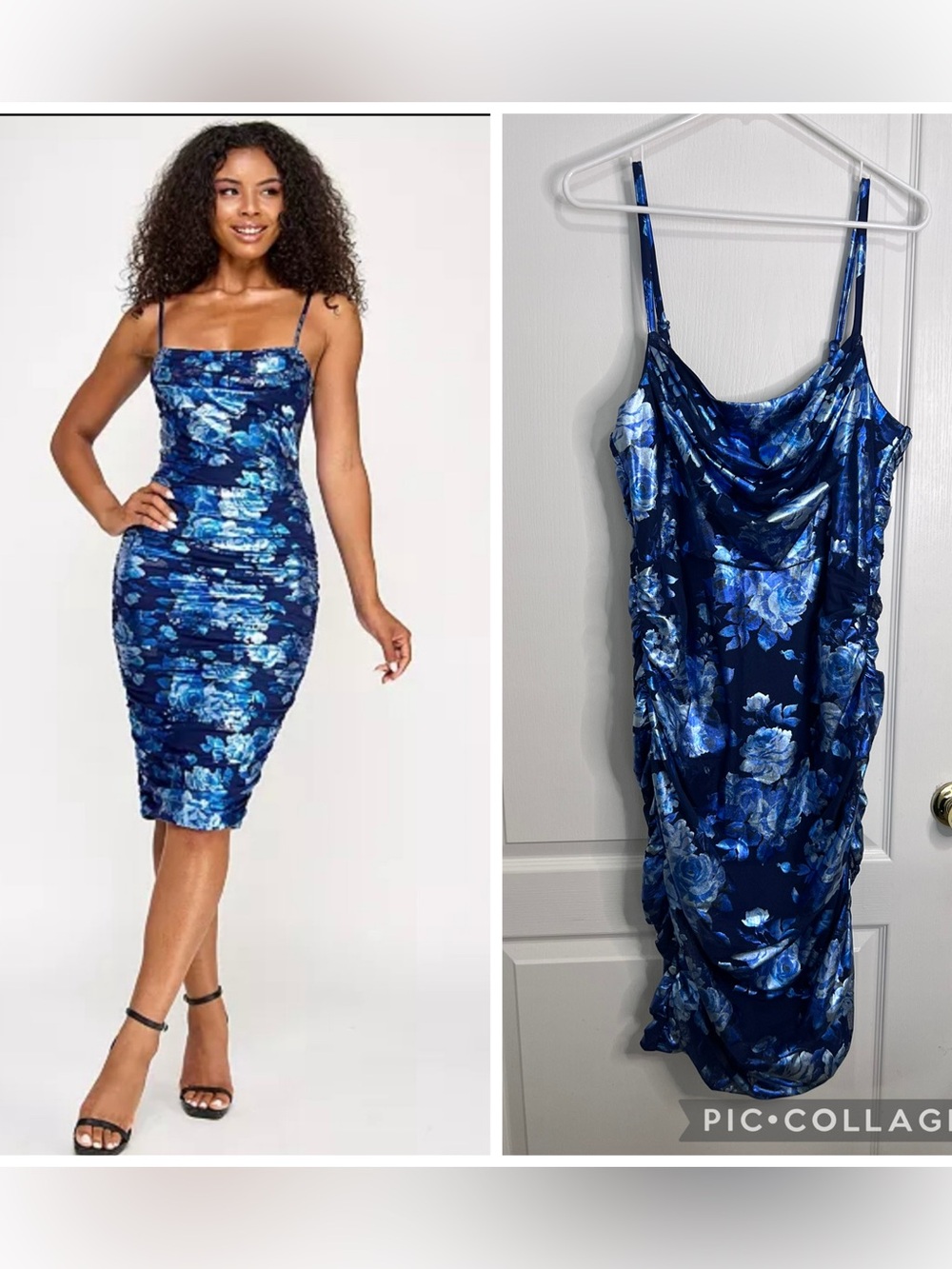 City Studio Printed Foil Floral ruched Midi Dress size 1X